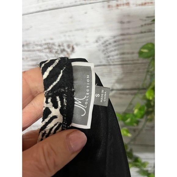 JM Collection Skirt size Small Black White Mesh Long A Line Stretch Tropical - Picture 14 of 14